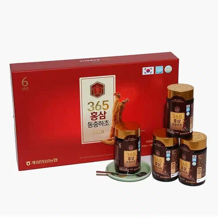 Cao hồng Sâm đông trùng hạ thảo 365 GOLD Hansusam hộp 2 lọ 250g